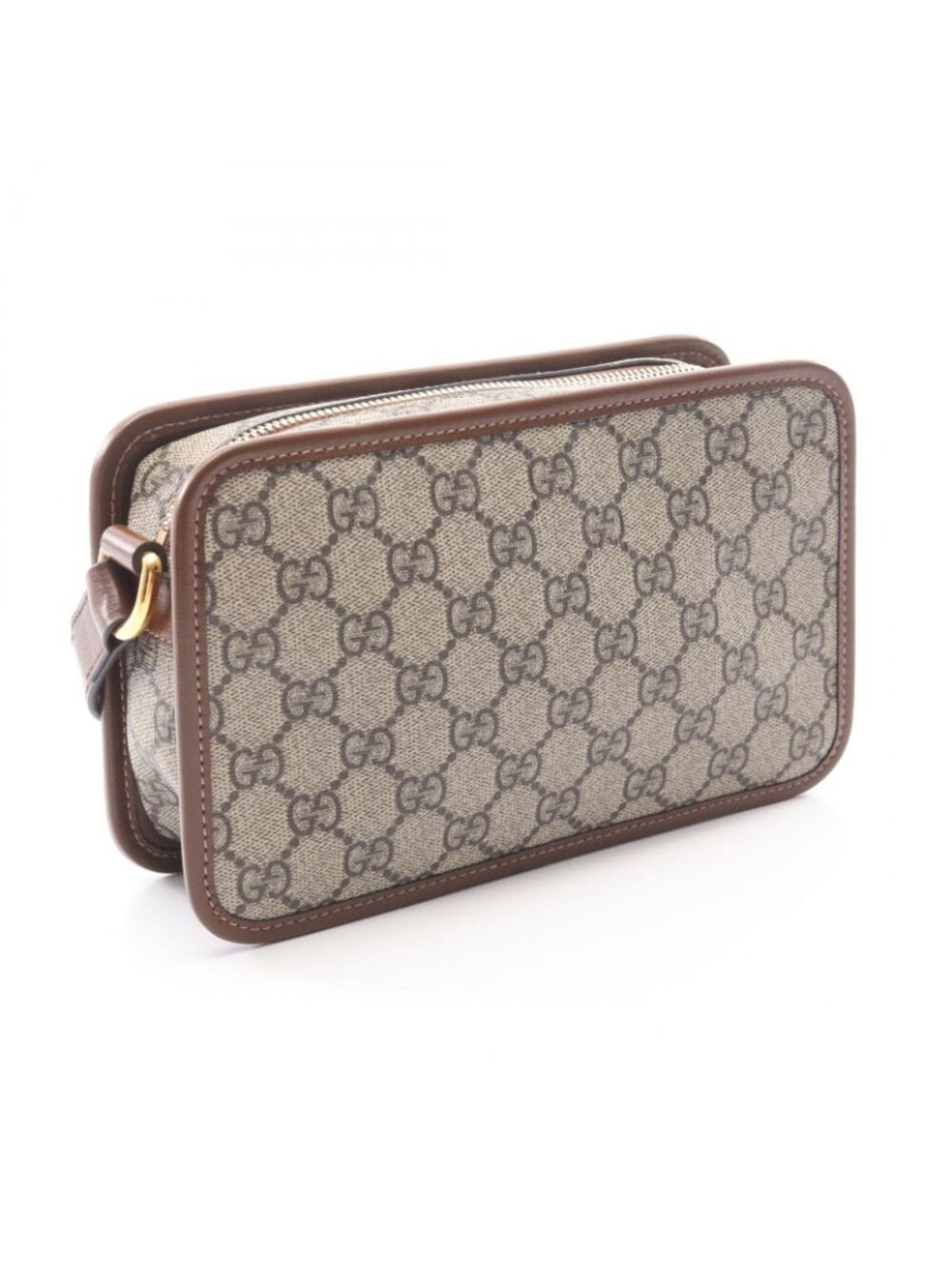 Gucci Shoulder Bag Interlocking GG Supreme Beige Brown Canvas Leather - Picture 2 of 8